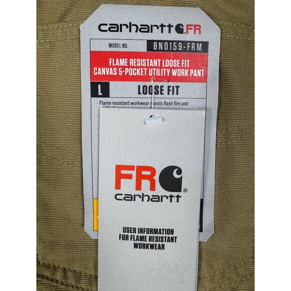 Carhartt FR Pants Mens 44x32 Khaki Flame Resistant Loose Fit Canvas Utility Work - Picture 4 of 16